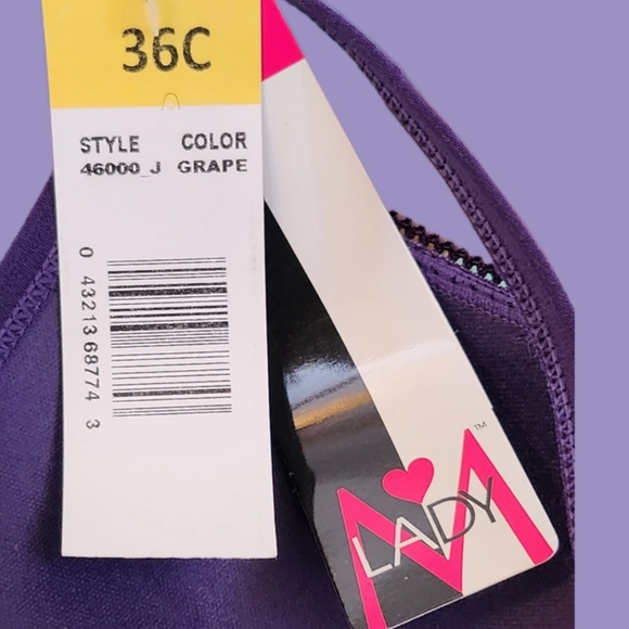 LADY M GRAPE PUSH UP BRA NWT, SIZE 36C - Picture 5 of 5